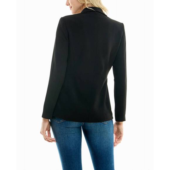 NEW NICOLE MILLER isla stretch crepe one button blazer in very black - Picture 2 of 3